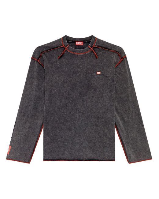 DIESEL Gray T-week-ls Exposed-seam T-shirt for men