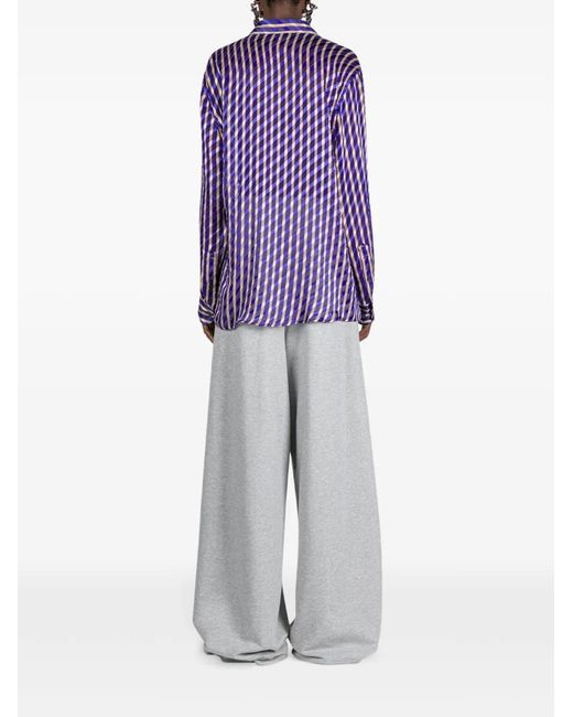 Dries Van Noten Blue Devoré Shirt