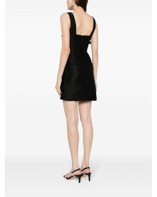 Aje. Black Energy Satin-trimmed Wrap-effect Linen-blend Mini Dress