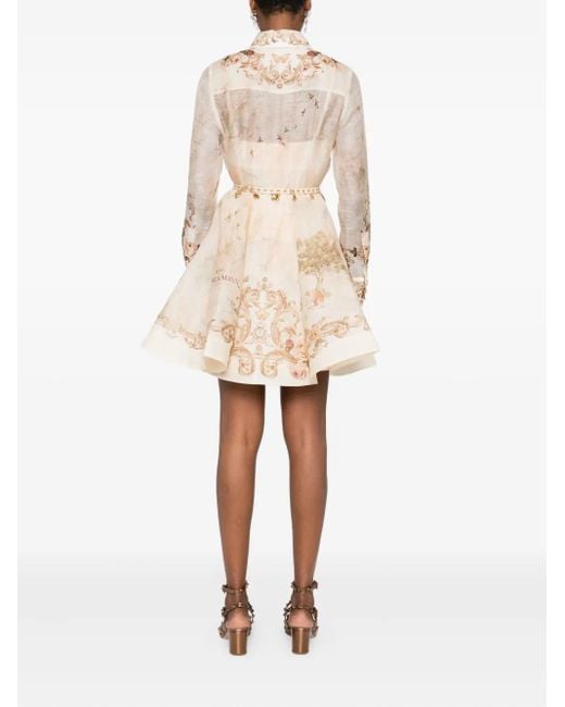 Zimmermann Natural Memento Buttoned Mini Dress