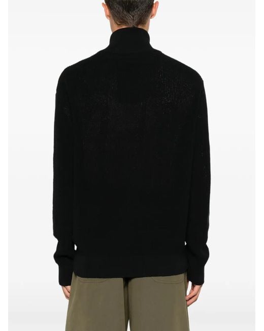 Song For The Mute Black Floral-Patch Zip-Up Cardigan for men