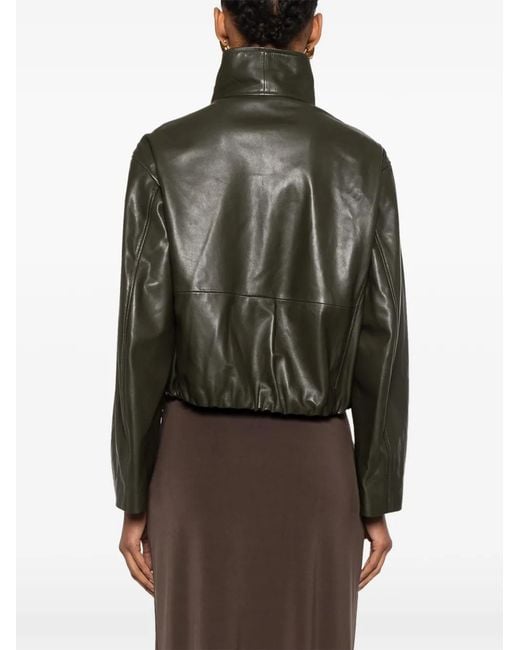 Nour Hammour Green Etienne Leather Jacket