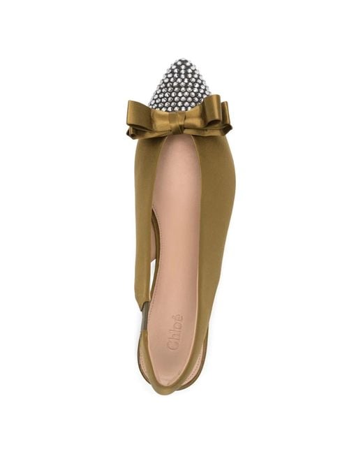 Chloé Metallic Alba Bow-Detail Pointed-Toe Pumps