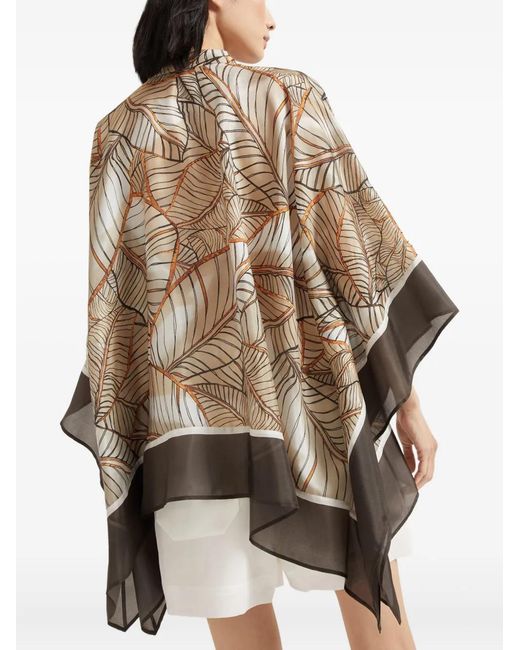 Brunello Cucinelli Natural Papyrus-Print Cape