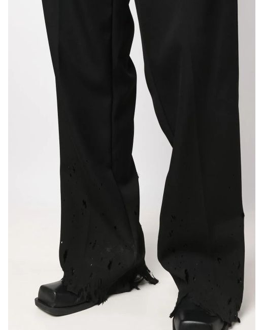 Marni Black Distressed Straight-Leg Cut Trousers for men