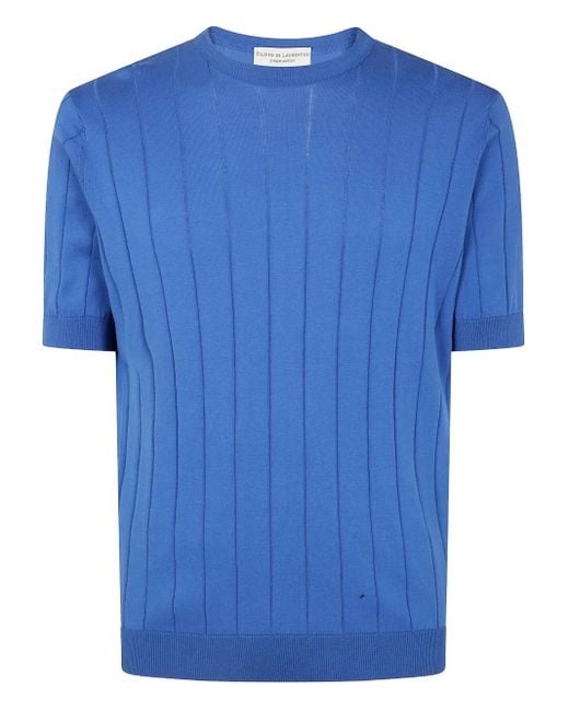 FILIPPO DE LAURENTIIS Blue Crew-Neck T-Shirt for men