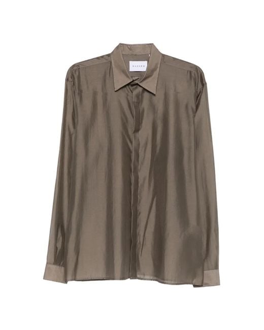 MARSĒM Brown Contrast-Stitch Long-Sleeve Shirt for men
