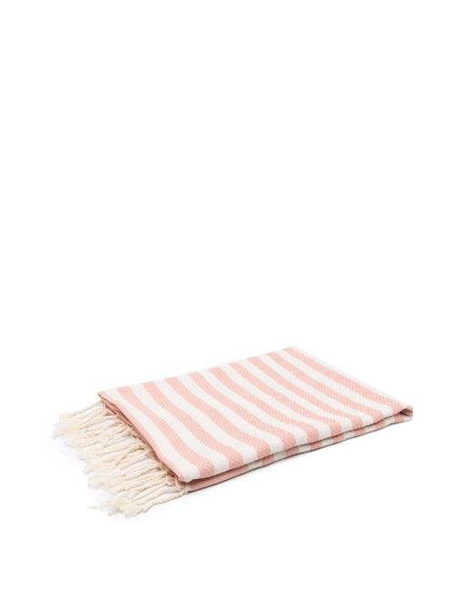 Mc2 Saint Barth Pink Fringed Striped Beach Towel for men