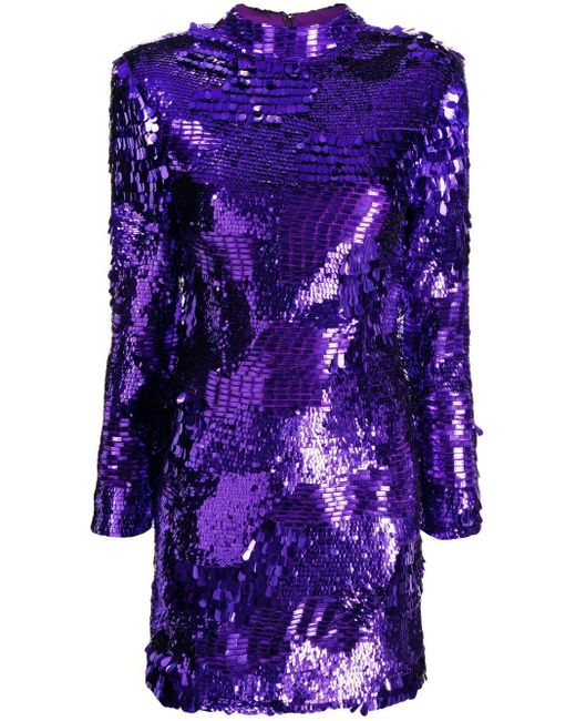 retroféte April Sequined Long-sleeved Minidress in Purple | Lyst