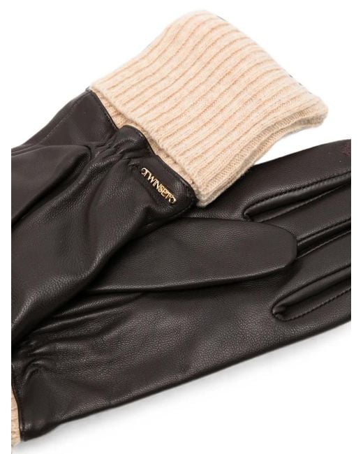 Twinset Black Logo-Plaque Gloves