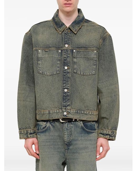 Represent Green Chest-Pocket Denim Jacket for men