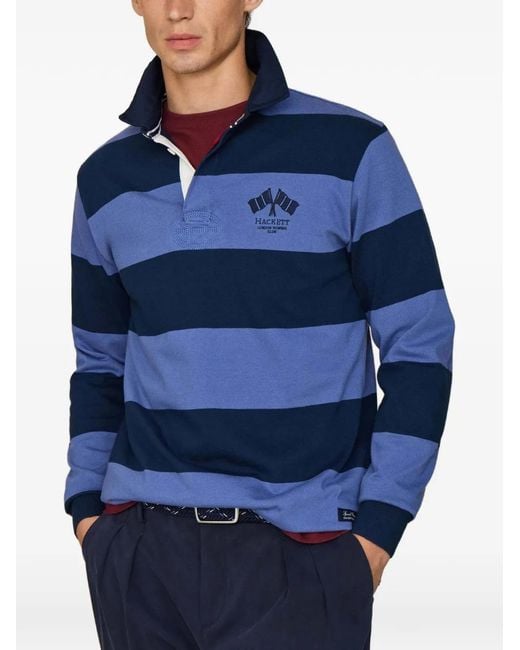 Hackett Gestreept Rugbyshirt in het Blue voor heren