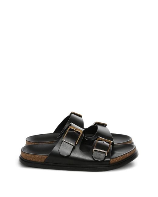 The Row Black Buckle Strap Sandals