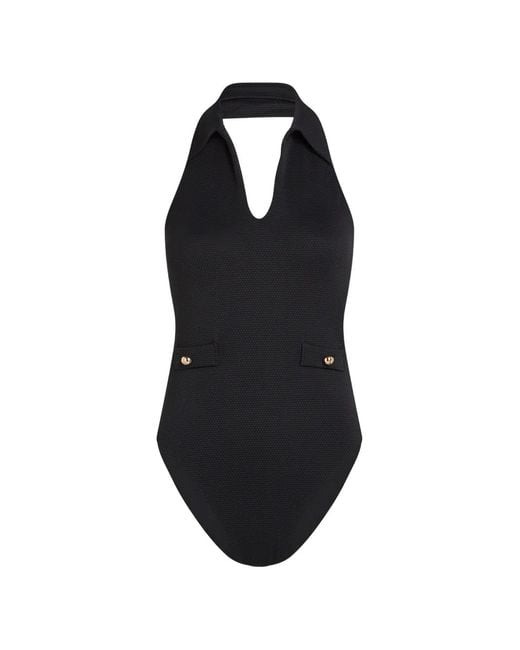 Karl Lagerfeld Blue Collar Detail Swimsuit