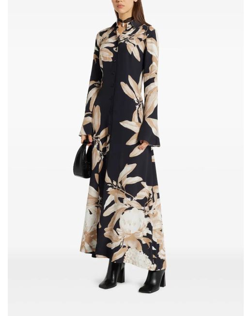 Hemant & Nandita Black Floral-Print Midi Dress