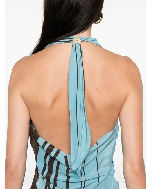 Sir Blue Striped Halterneck Maxi Dress