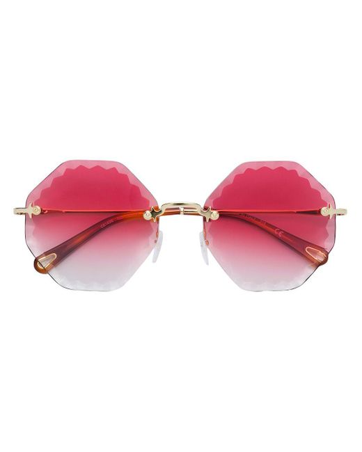 Chloé Metallic Sonnenbrille mit abgeschrägten Gläsern