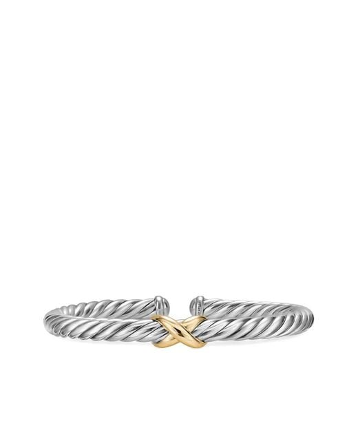 David Yurman White Sterling/14K Cable Flex X Bracelet