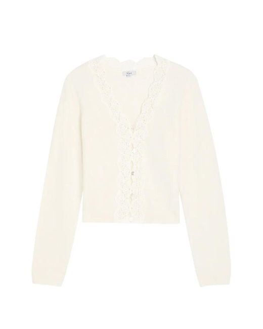 Rails White Mer Lace V-Neck Sweater