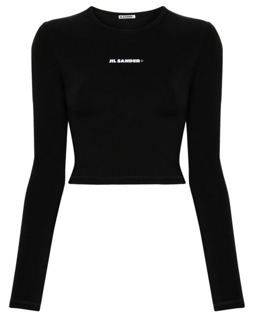 T-shirt crop à logo imprimé Jil Sander en coloris Black
