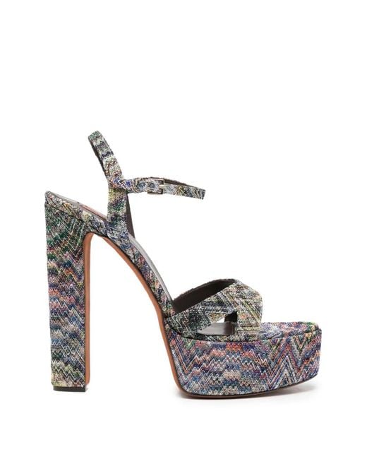 Missoni Metallic Zigzag-Knit Heeled Sandals