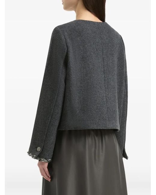 B+ AB Blue Braided-Trimmed Pocket Jacket