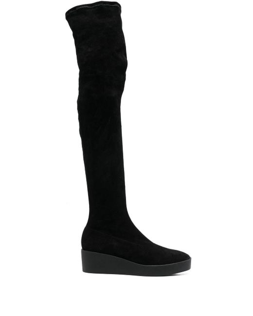 Robert Clergerie Suede Lorna 50mm Over-the-knee Boots in Black | Lyst UK