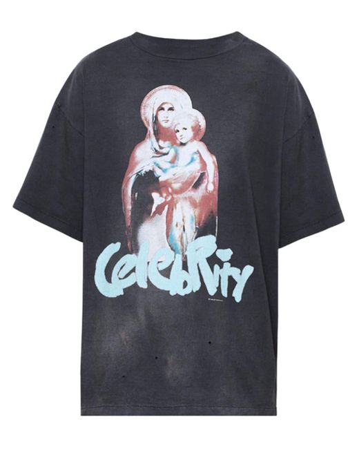 SAINT Mxxxxxx Blue Graphic-print Cotton T-shirt for men