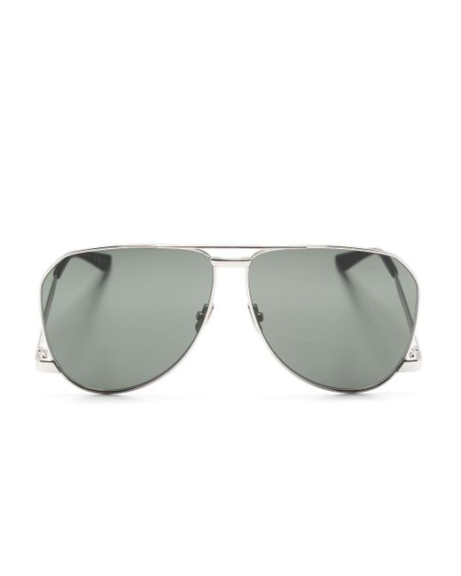 Saint Laurent Gray -tone Dust Pilot-frame Sunglasses - Men's - Acetate/metal for men