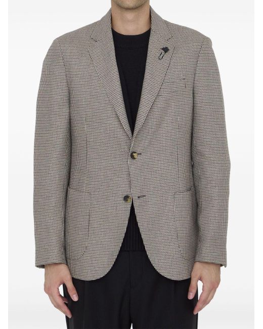 Lardini Gray Houndstooth-Pattern Blazer for men