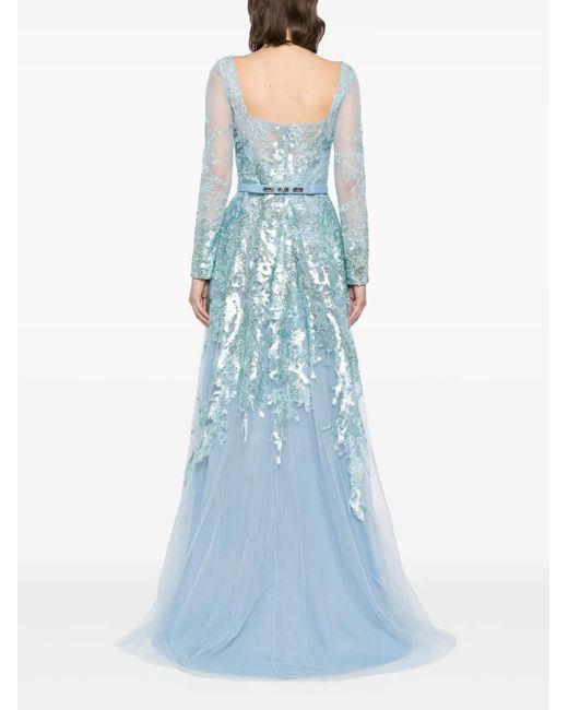 Saiid Kobeisy Blue Embroidered Dress