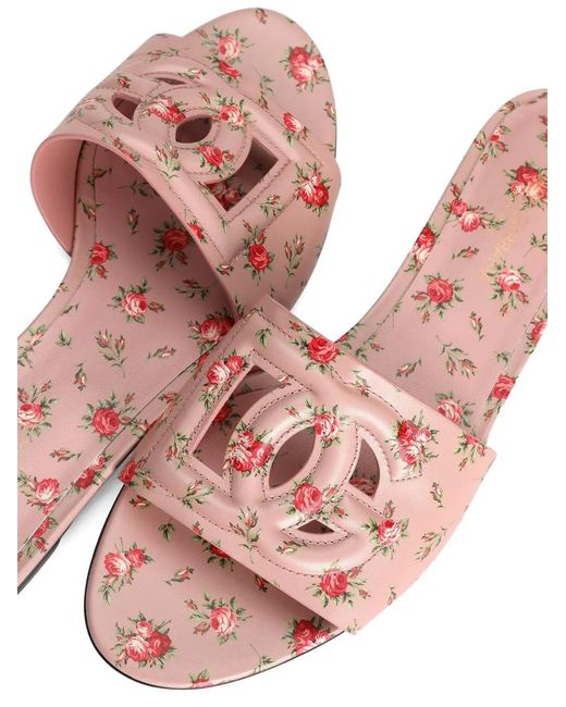 Dolce & Gabbana Pink Floral-Detail Sandals