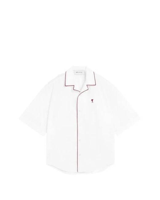 AMI White Cotton Short Sleeves Arrow Shirt