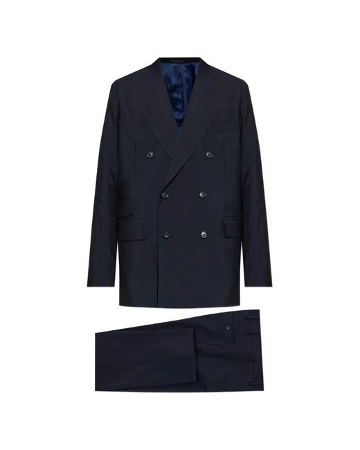 Paul Smith Blue Double-Breasted Wool-Blend Suit for men