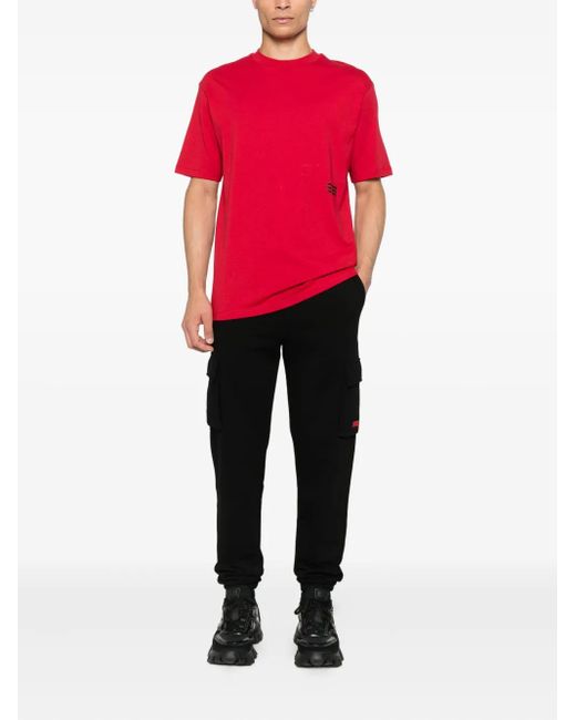 Karl Lagerfeld Red Crew-Neck Logo T-Shirt for men