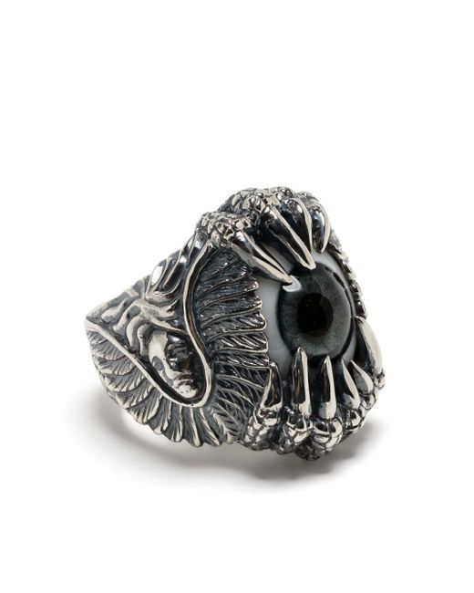 Yohji Yamamoto Black Naked Eye Silver Ring for men