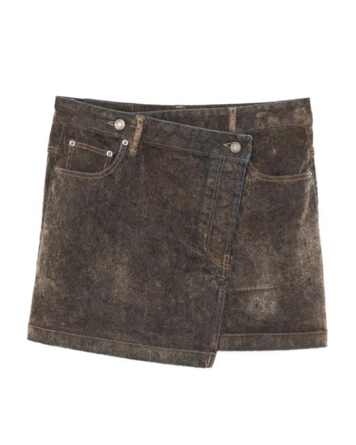 Juun.J Gray Asymmetric Denim Skirt