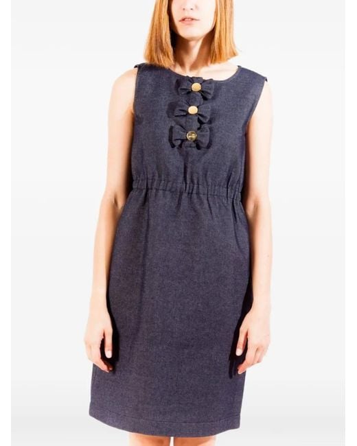 Love Moschino Blue Bow-Embellished Denim Mini Dress