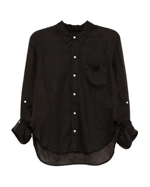 Citizens of Humanity Black Kayla Shrunken Linen Shirt