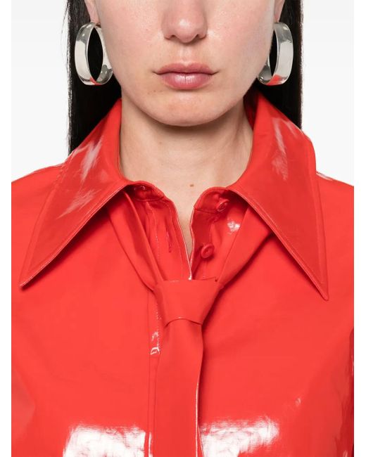 Jil Sander Red Tie-Detail Shirt