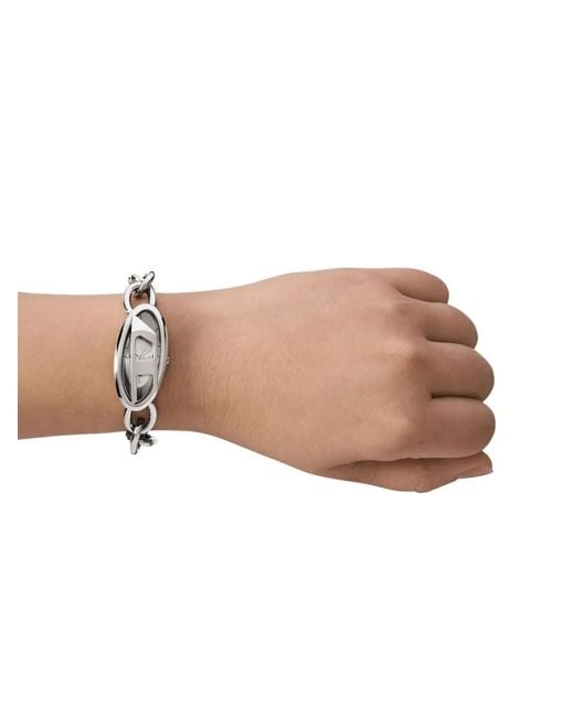 DIESEL White D-Era Two-Hand Stainless Steel Watch