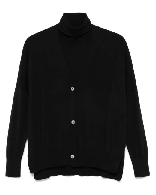 Blanca Vita Black Fine-Knit Vest And Cardigan Set