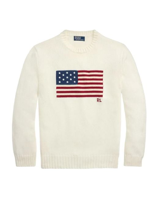 Le Pull À Drapeau Emblématique Polo Ralph Lauren pour homme en coloris White