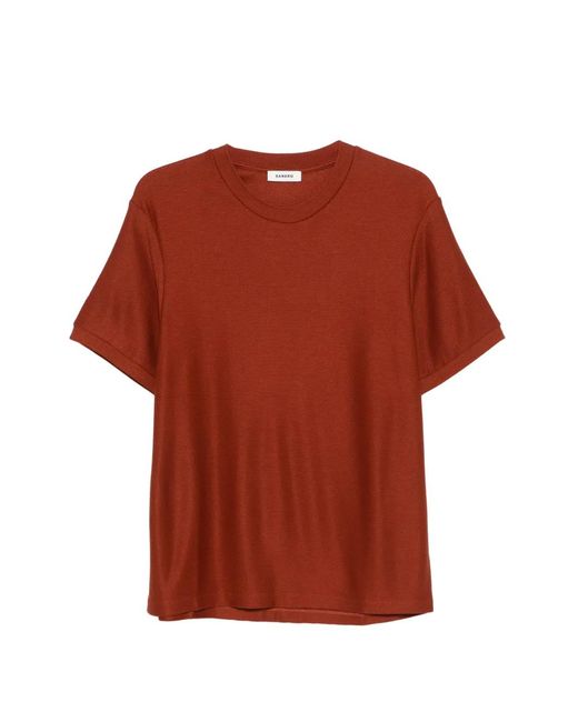 Sandro Red Ribbed T-Shirt for men