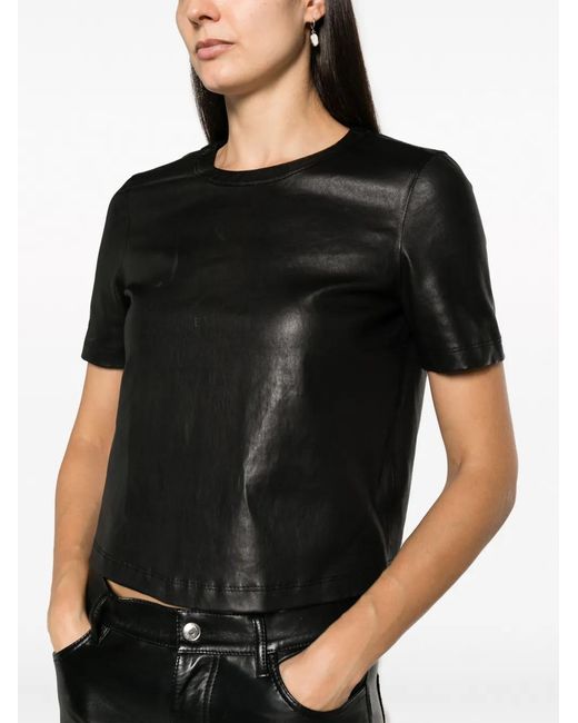Zadig & Voltaire Black Tas Crew-Neck Leather T-Shirt