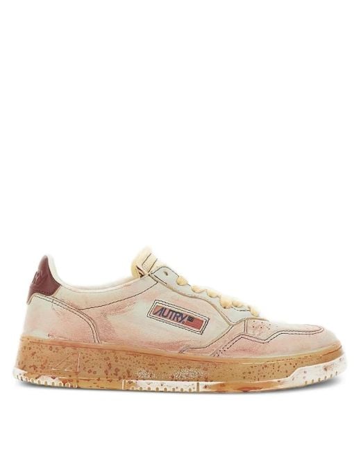 Autry Pink Leather Panelled Sneakers