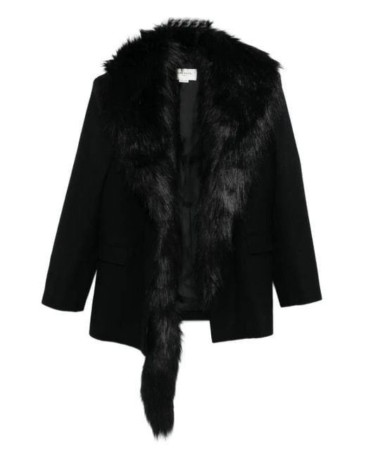 Burc Akyol Black Faux-Fur Coat