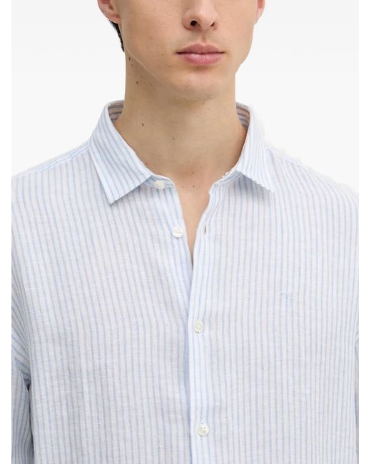 Trussardi White Striped Linen Shirt for men