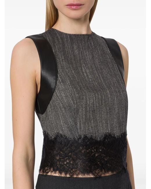 Alberta Ferretti Gray And Lace Top