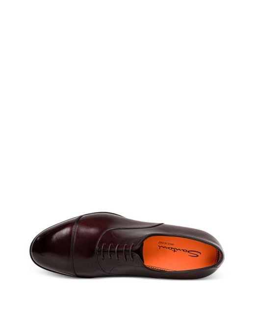 Santoni Brown Gradient-effect Leather Oxford Shoes for men